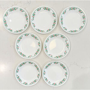 CORELLE WINTER HOLLY Plates 6.75" Bread Dessert Side Christmas Holiday SET OF 7